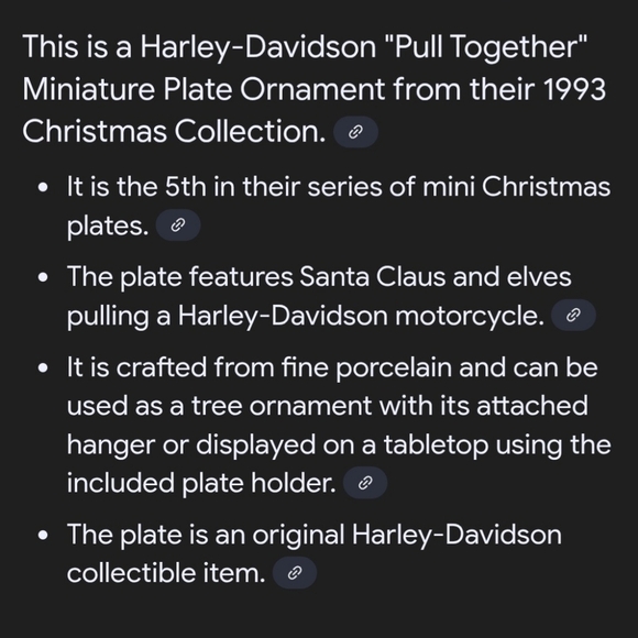 Harley-Davidson Christmas Collection Miniature Plate Ornament - Picture 7 of 7